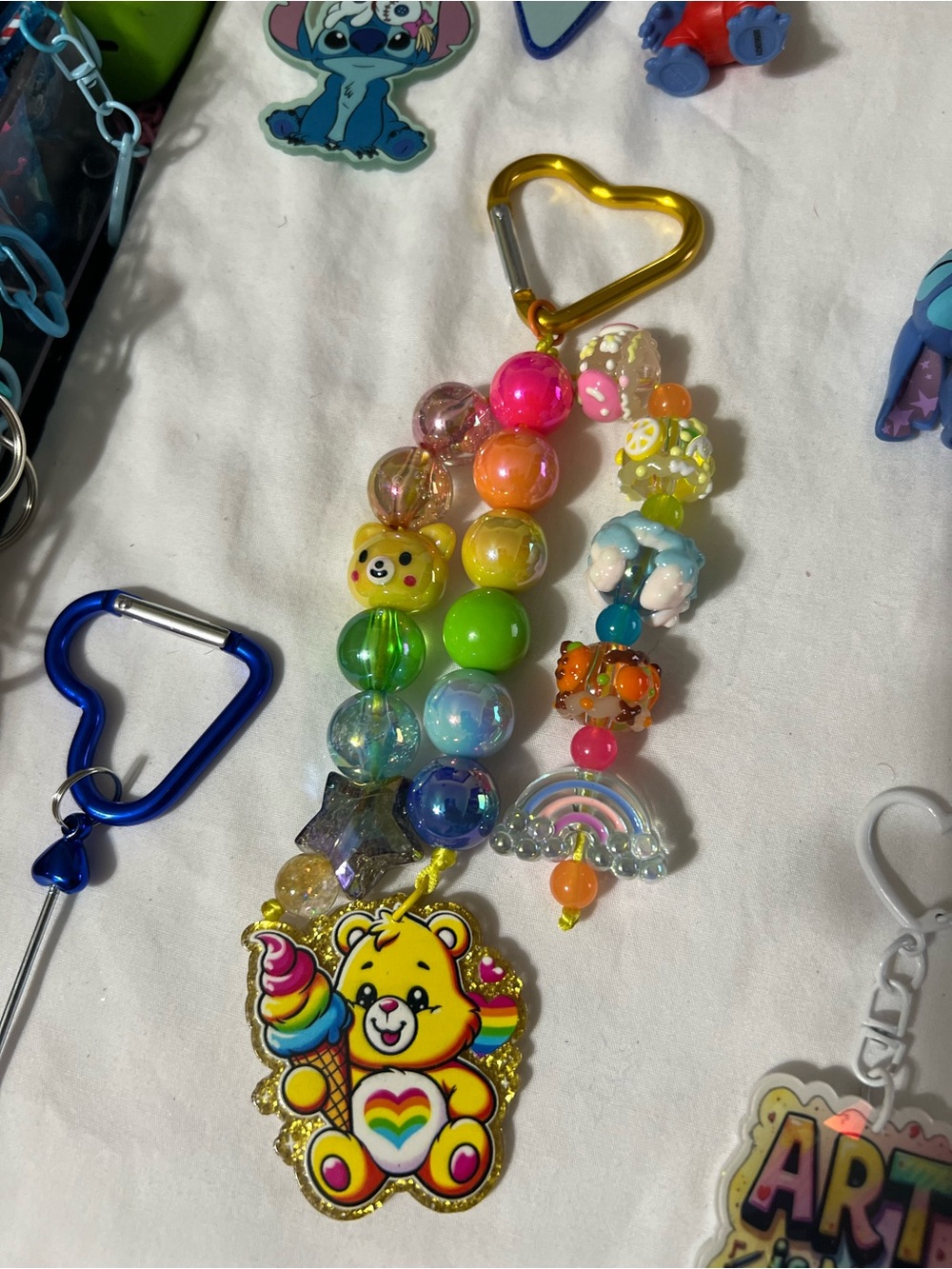 Rainbow Bear Beaded Charm Keychain bag charm